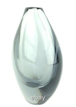 Vtg Murano  Midcentury Modern Teardrop Art Glass Vase Clear Smoky Gray 6.75