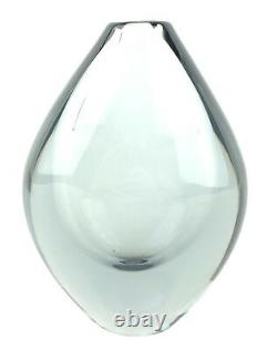 Vtg Murano  Midcentury Modern Teardrop Art Glass Vase Clear Smoky Gray 6.75