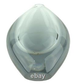 Vtg Murano  Midcentury Modern Teardrop Art Glass Vase Clear Smoky Gray 6.75