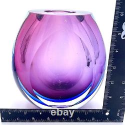 Vtg Murano Seguso Sommerso Art Glass Vase Blue Amethyst Purple Heavy Glass