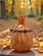 Vtg. Murano- Style- Amber/Orange Cased Swirl Hand-Blown Glass Vase with Collar