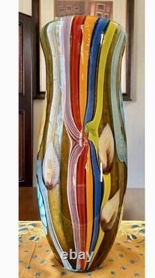 Vtg. Murano art glass large vase, Millefiori and multi colors