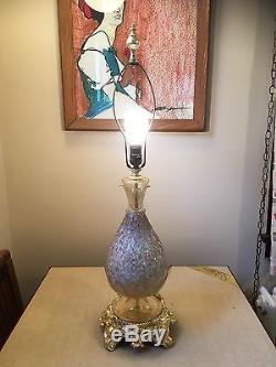 Vtg Pineapple Lamp MURANO Gold Leaf Fleck Cased Glass Hand Blown Copper Italy