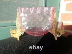 Vtg Salviati Murano Venetian Pink Gold Art Glass Dolphin Card Cigarette Holder