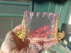 Vtg Salviati Murano Venetian Pink Gold Art Glass Dolphin Card Cigarette Holder