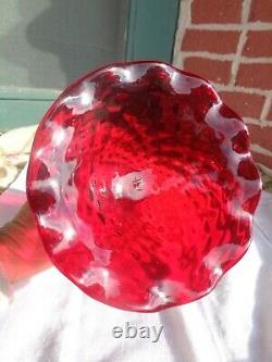 Vtg Salviati Murano Venetian Ruby Red Art Glass Swan Stem Hand Blown Compote