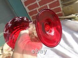 Vtg Salviati Murano Venetian Ruby Red Art Glass Swan Stem Hand Blown Compote