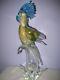 Vtg. Signed Murano Italian Art Glass Gold Flake Large Cockatoo Bird Figure 13.5