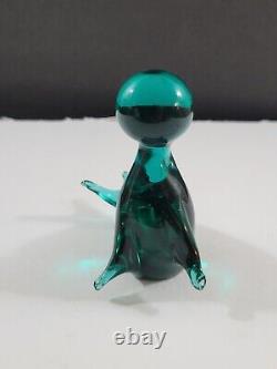 Vtg V Nason & Co Murano Italian Art Glass Seal with Ball Rare Teal Green Italy