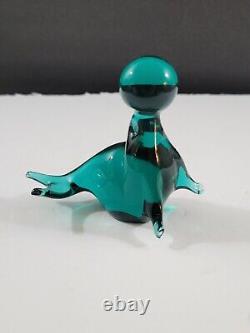 Vtg V Nason & Co Murano Italian Art Glass Seal with Ball Rare Teal Green Italy