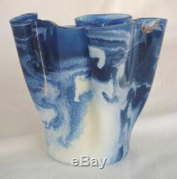 Vtg VENINI FAZZOLETTO Handkerchief Glass Vase. Wavy Modern Murano Italian RARE