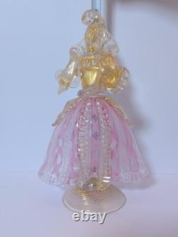 Vtg Venetian Glass Lady Figurine, Possibly Murano