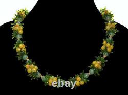 Vtg Venetian Murano Fruit Salad Glass Necklace C. 1950