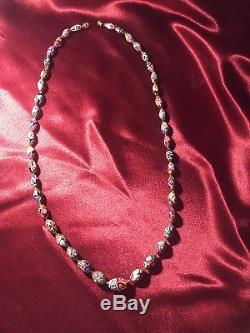 Vtg Venetian Murano Moretti Millefiori Glass Bead Necklace Hand Knotted