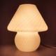 White Murano Glass Mushroom Table Lamp Spiral Design Vintage 1970
