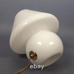White Murano Glass Mushroom Table Lamp Spiral Design Vintage 1970