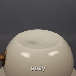 White Murano Glass Mushroom Table Lamp Spiral Design Vintage 1970