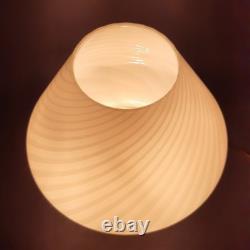White Murano Glass Mushroom Table Lamp Spiral Design Vintage 1970