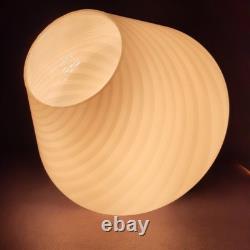 White Murano Glass Mushroom Table Lamp Spiral Design Vintage 1970