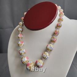 Women's Vintage Lampwork Murano Glass Venetian Wedding Cake Beads Necklace 15