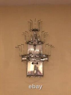 XL Vintage Murano Glass Wall Sconce Tronchi (several available) chrome 60s 70s