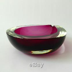 XL Vintage Murano teardrop GEODE pink cased bowl/dish/ashtray, Retro art glass