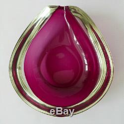 XL Vintage Murano teardrop GEODE pink cased bowl/dish/ashtray, Retro art glass