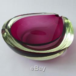 XL Vintage Murano teardrop GEODE pink cased bowl/dish/ashtray, Retro art glass