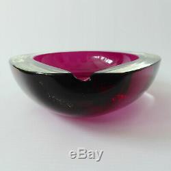 XL Vintage Murano teardrop GEODE pink cased bowl/dish/ashtray, Retro art glass