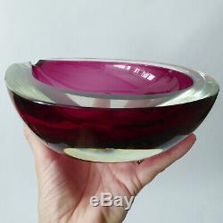 XL Vintage Murano teardrop GEODE pink cased bowl/dish/ashtray, Retro art glass