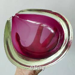 XL Vintage Murano teardrop GEODE pink cased bowl/dish/ashtray, Retro art glass