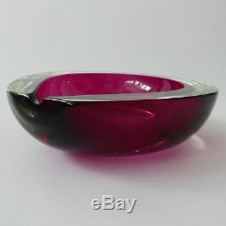 XL Vintage Murano teardrop GEODE pink cased bowl/dish/ashtray, Retro art glass