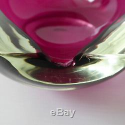 XL Vintage Murano teardrop GEODE pink cased bowl/dish/ashtray, Retro art glass