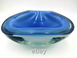 XXL Mid century blue & alabastro poli seguso era murano sommerso art glass bowl