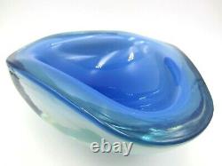 XXL Mid century blue & alabastro poli seguso era murano sommerso art glass bowl