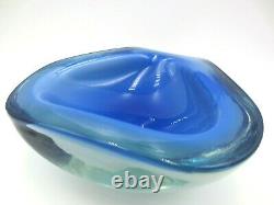 XXL Mid century blue & alabastro poli seguso era murano sommerso art glass bowl