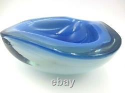 XXL Mid century blue & alabastro poli seguso era murano sommerso art glass bowl