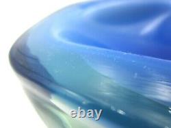 XXL Mid century blue & alabastro poli seguso era murano sommerso art glass bowl