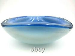 XXL Mid century blue & alabastro poli seguso era murano sommerso art glass bowl