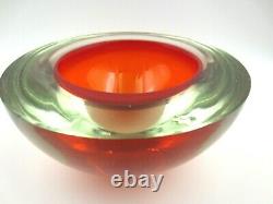 XXL Red Murano sommerso geode art glass bowl with label poli seguso era WOW