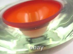 XXL Red Murano sommerso geode art glass bowl with label poli seguso era WOW