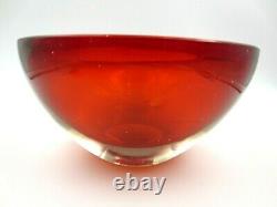 XXL Red Murano sommerso geode art glass bowl with label poli seguso era WOW