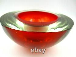 XXL Red Murano sommerso geode art glass bowl with label poli seguso era WOW