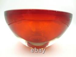 XXL Red Murano sommerso geode art glass bowl with label poli seguso era WOW