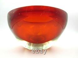 XXL Red Murano sommerso geode art glass bowl with label poli seguso era WOW