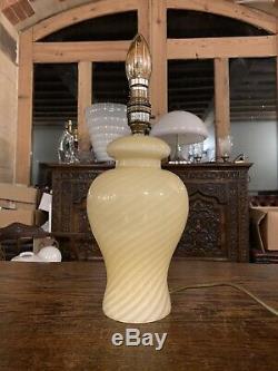 Yellow Murano Glass Swirl Vintage Table Lamp from Venini, 1970s